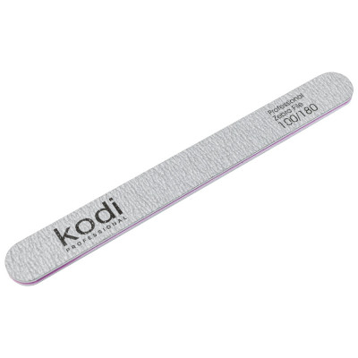 Пилка для ногтей Kodi Professional №138 прямая 100/180 светло-серая Пилка 100/180 помогает снять глянцевый слой покрытия, скорректировать форму искусственных ногтей и подготовить пластину к нанесению геля или акрила