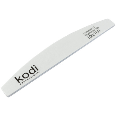 Пилка для ногтей Kodi Professional №14 полумесяц 100/180 белая Пилка с абразивом 100/180 помогает быстро корректировать форму искусственных ногтей и подготавливать покрытие к опилу без лишних усилий