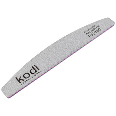Пилка для ногтей Kodi Professional №91 полумесяц 150/150 серая Помогает быстро скорректировать форму и длину искусственных ногтей, обеспечивая аккуратный результат во время маникюра и коррекции покрытия