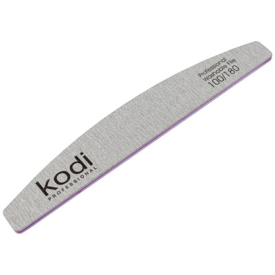 Пилка для ногтей Kodi Professional №94 полумесяц 100/180 серая Помогает быстро придать ногтям аккуратную форму, устранить сколы и подготовить поверхность к покрытию во время домашнего или профессионального маникюра