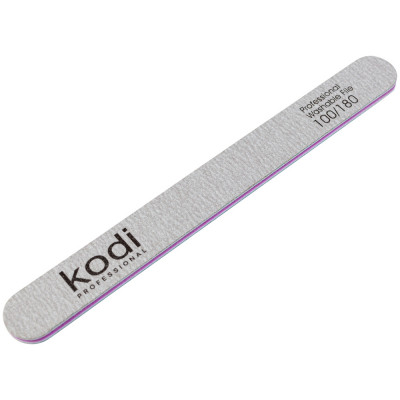 Пилка для ногтей Kodi Professional №105 прямая 100/180 серая Пилка 100/180 помогает быстро скорректировать длину и форму искусственных ногтей, аккуратно обрабатывая поверхность перед маникюром