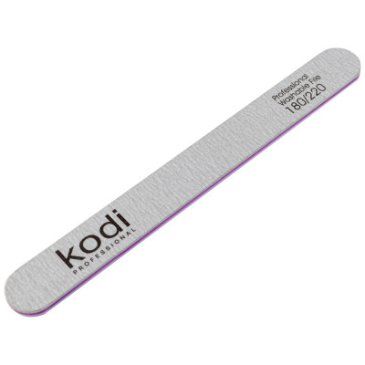 Пилка для ногтей Kodi Professional №106 прямая 180/220 серая Пилка помогает аккуратно скорректировать длину и форму натуральных ногтей, сгладить неровности и поддерживать ухоженный маникюр дома и в салоне