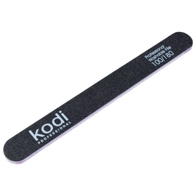 Пилка для ногтей Kodi Professional №50 прямая 100/180 черная Пилка помогает быстро скорректировать длину и форму искусственных ногтей. Подходит для моделирования и обработки покрытия дома и в салоне