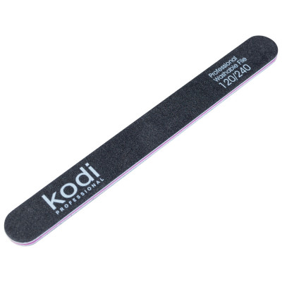 Пилка для ногтей Kodi Professional №54 прямая 120/240 черная Пилка 120/240 помогает быстро скорректировать длину и форму натуральных и искусственных ногтей, обеспечивая аккуратный результат во время маникюра